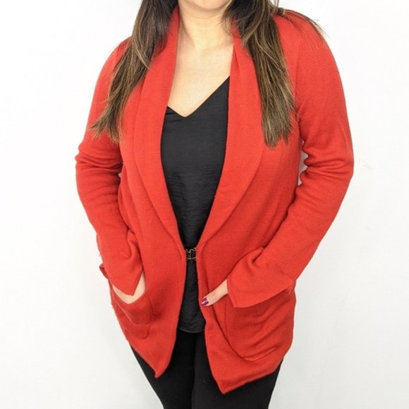 ANTHROPOLOGIE HWRE Long Sleeve Red Cardigan - Picture 5 of 6